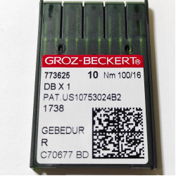 Голки з тонкою колбою  для промислових швейних машин Groz-Beckert DBx1, R, №100/16 GEBEDUR (7151)
