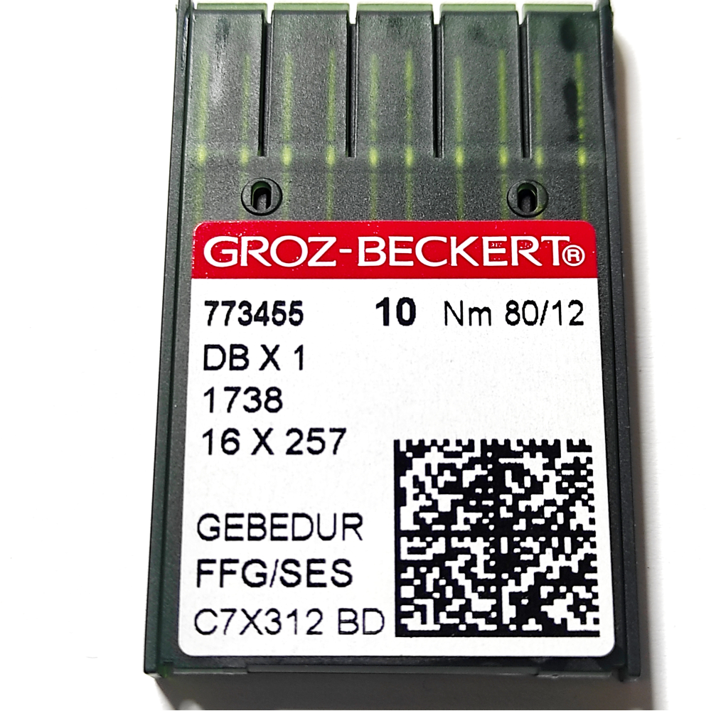 Иглы для промышленных швейных машин Groz-Beckert DBx1 FFG/SES Gebedur № 80/12 (7154)