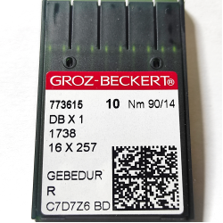 Голки з тонкою колбою  для промислових швейних машин Groz-Beckert DBx1, R, №90/14 GEBEDUR (7152)