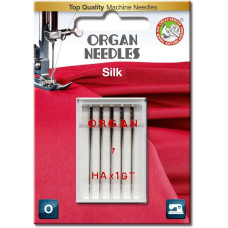 Иглы швейные для шелковых тканей ORGAN SILK №55 для бытовых швейных машин блистерная упаковка 5 штук