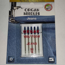 Голки швейні для джинси ORGAN JEANS №90 для побутових швейних машин блістерна упаковка 5 штук
