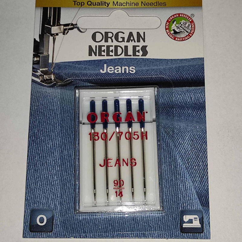 Иглы швейные для джинсы ORGAN JEANS №90 для бытовых швейных машин блистерная упаковка 5 штук
