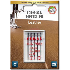 Иглы швейные для кожи и замши ORGAN Leather №90/100 для бытовых швейных машин блистерная упаковка 5 штук