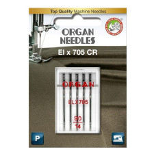 Иглы швейные хромированные ORGAN EL×705 CR №90  для оверлока, распошивалки блистерная упаковка 5 штук