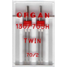 Иглы швейные двойные универсальные ORGAN TWIN №70/2 пластиковый бокс для бытовых швейных машин