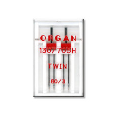 Иглы швейные двойные универсальные ORGAN TWIN №80/3 пластиковый бокс для бытовых швейных машин