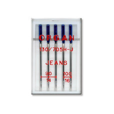 Иглы швейные для джинсы ORGAN JEANS №90/100 пластиковый бокс 5 штук для бытовых швейных машин