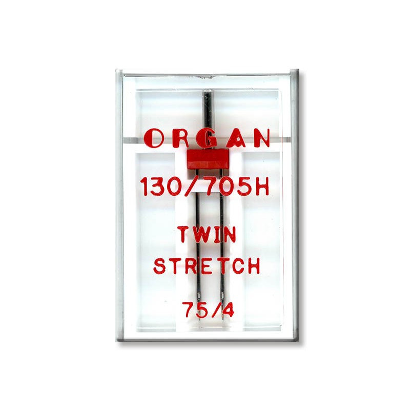 Иглы швейные двойные ORGAN TWIN STRETCH №75/4 пластиковый бокс для бытовых швейных машин