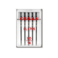 Иглы швейные хромированные ORGAN EL×705 №90 пластиковый бокс 5 штук для оверлока, распошивалки