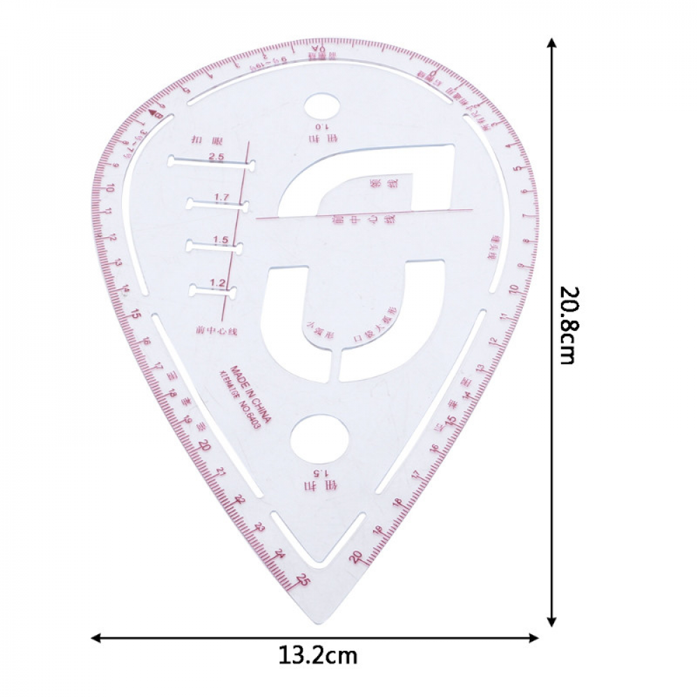 Лекало портновское "Капля" 20.8*13.2 см №6 (5760)