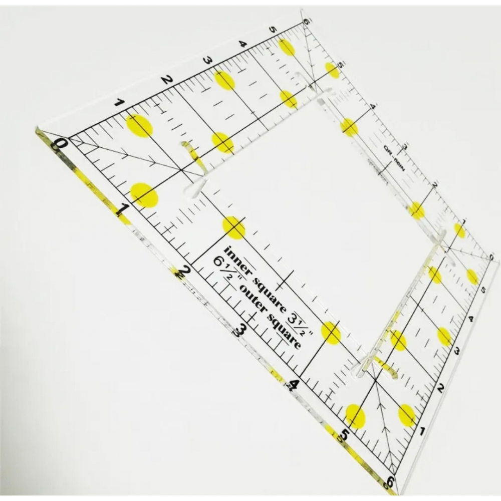 Линейка для пэчворка и квилтинга квадрат 6.5 х 6.5 дюймов QR-66IN толщина 3 мм (6719)