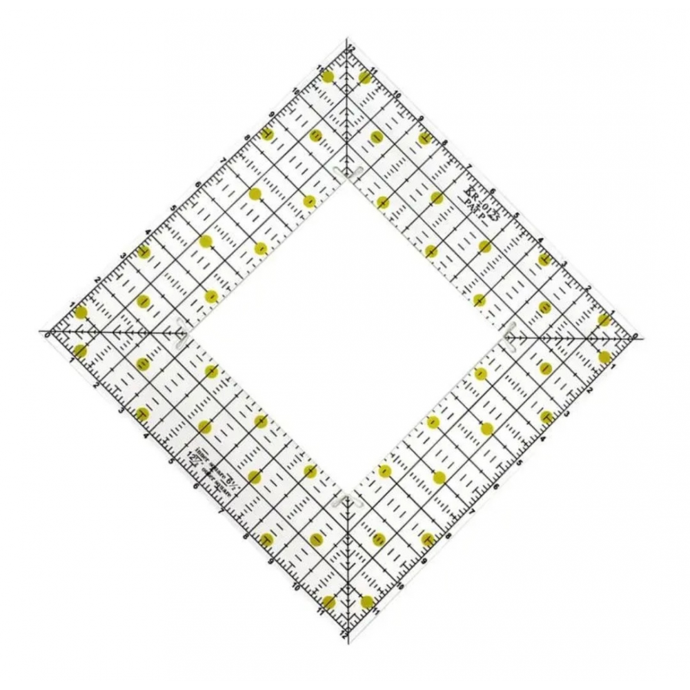 Линейка для пэчворка и квилтинга квадрат 12.5 х 12.5 дюймов KR-0125 толщина 3 мм (6718)