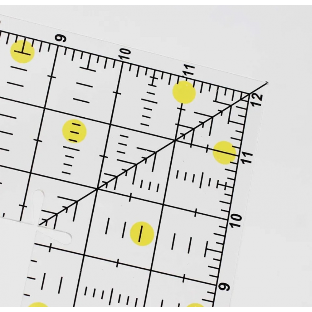 Линейка для пэчворка и квилтинга квадрат 12.5 х 12.5 дюймов KR-0125 толщина 3 мм (6718)