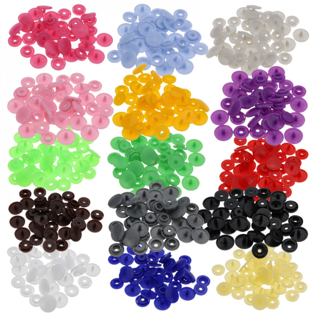Комплект Установник пластикових кнопок з кнопками 150 штук (15 кольорів по 10 шт кожного) (6103)