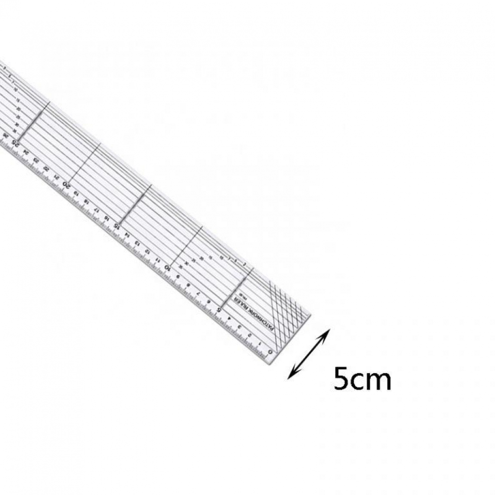 Лінійка для печворку і квілтингу 5х50 см универсальная (акрил 2,5 мм) (6422)