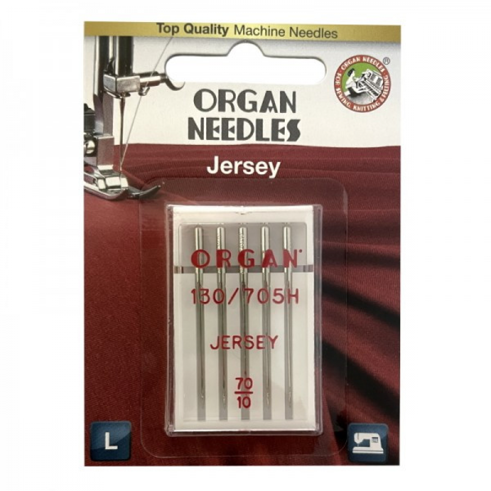 Голки швейні для в'язаних та трикотажних тканин ORGAN Jersey №70 для побутових швейних машин упаковка 5 штук