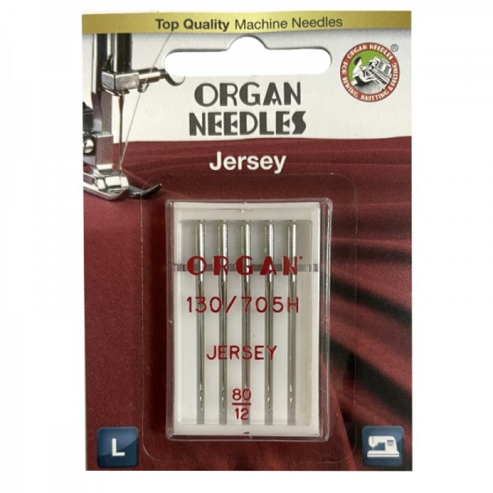 Голки швейні для в'язаних та трикотажних тканин ORGAN Jersey №80 для побутових швейних машин упаковка 5 штук