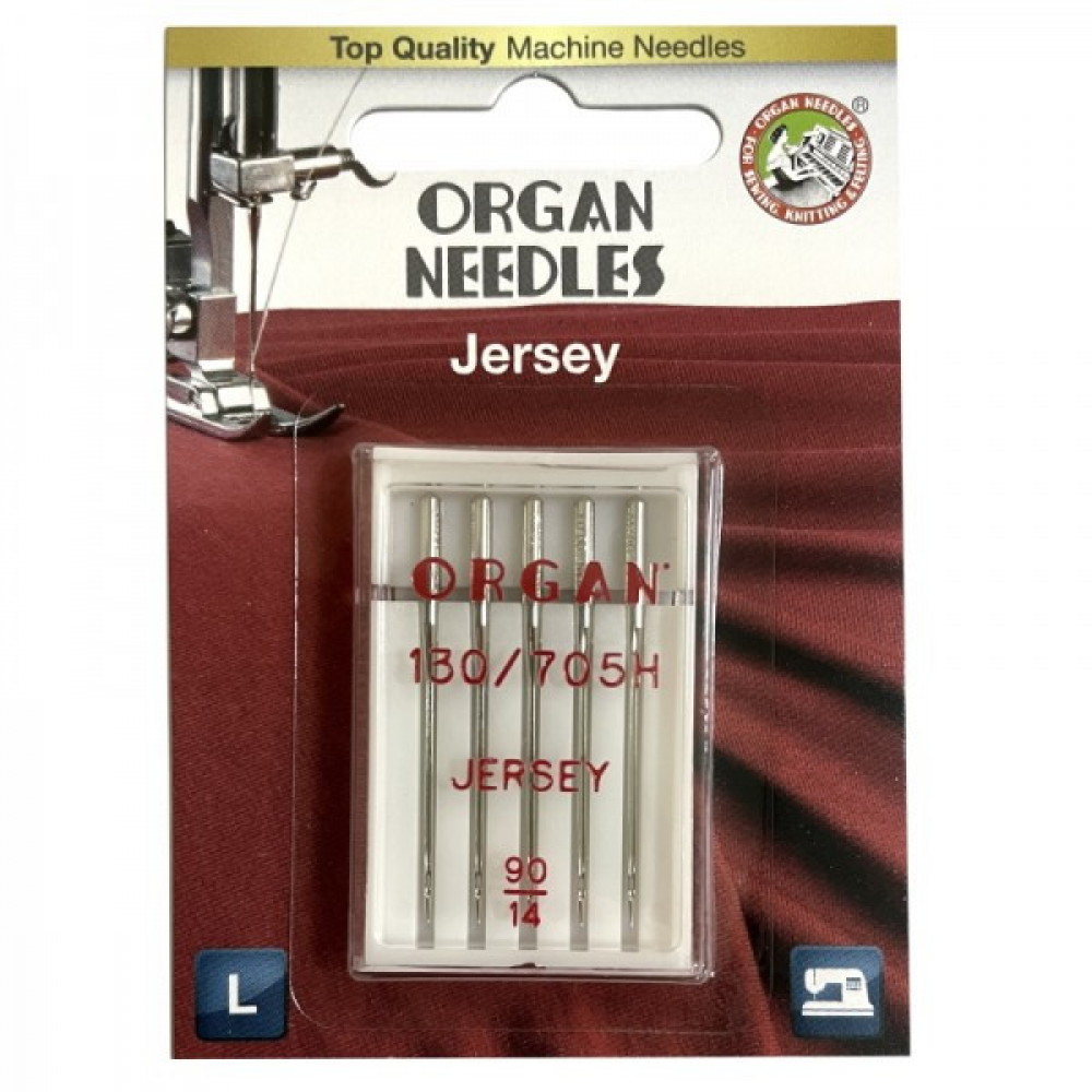 Голки швейні для в'язаних та трикотажних тканин ORGAN Jersey №90 для побутових швейних машин упаковка 5 штук