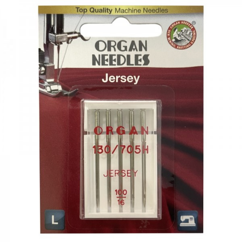 Иглы швейные для вязаных и трикотажных тканей ORGAN Jersey №100 для бытовых швейных машин упаковка 5 штук