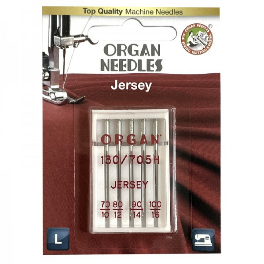 Голки швейні для в'язаних та трикотажних тканин ORGAN Jersey №70/80/90/100 для побутових швейних машин упаковка 5 штук