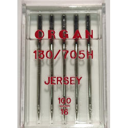 Голки швейні для вязаних та трикотажних тканин ORGAN Jersey №100 пластиковий бокс 5 штук для побутових швейних машин