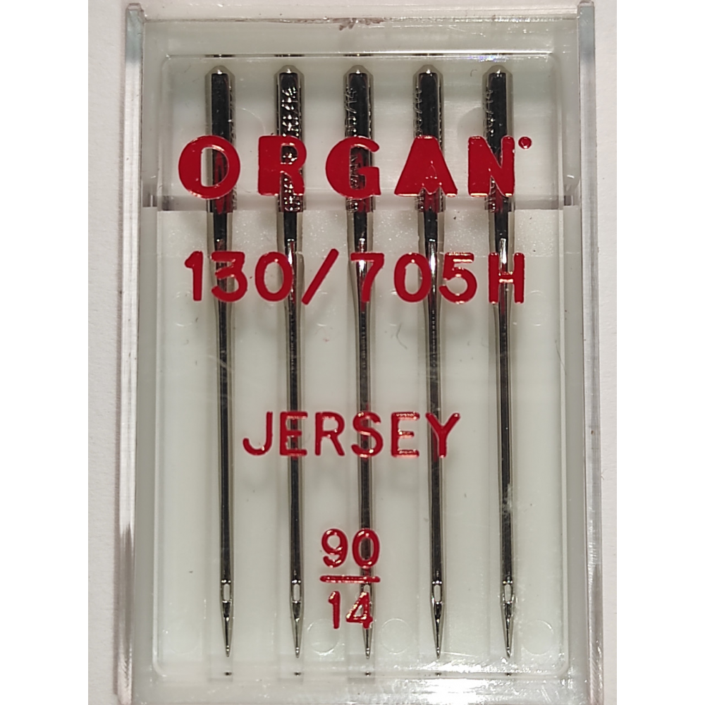 Голки швейні для в'язаних та трикотажних тканин ORGAN Jersey №90 пластиковий бокс 5 штук для побутових швейних машин