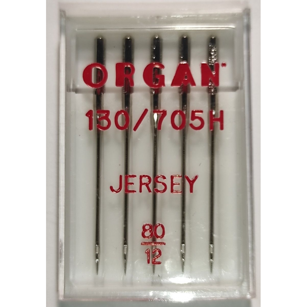Голки швейні для в'язаних та трикотажних тканин ORGAN Jersey №80 пластиковий бокс 5 штук для побутових швейних машин