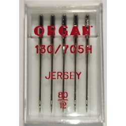 Голки швейні для вязаних та трикотажних тканин ORGAN Jersey №80 пластиковый бокс 5 штук для побутових швейних машин