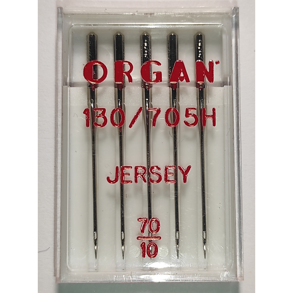 Голки швейні для в'язаних та трикотажних тканин ORGAN Jersey №70 пластиковий бокс 5 штук для побутових швейних машин