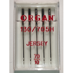 Голки швейні для вязаних та трикотажних тканин ORGAN Jersey №70 пластиковий бокс 5 штук для побутових швейних машин