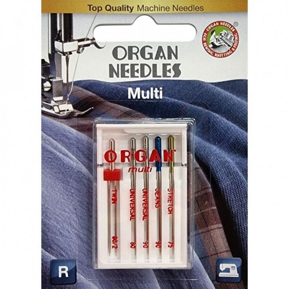 Голки швейні ORGAN MULTI BOX (Twin 1шт, Universal 2шт, Jeans 1шт, Super Stretch 1шт) для побутових швейних машин