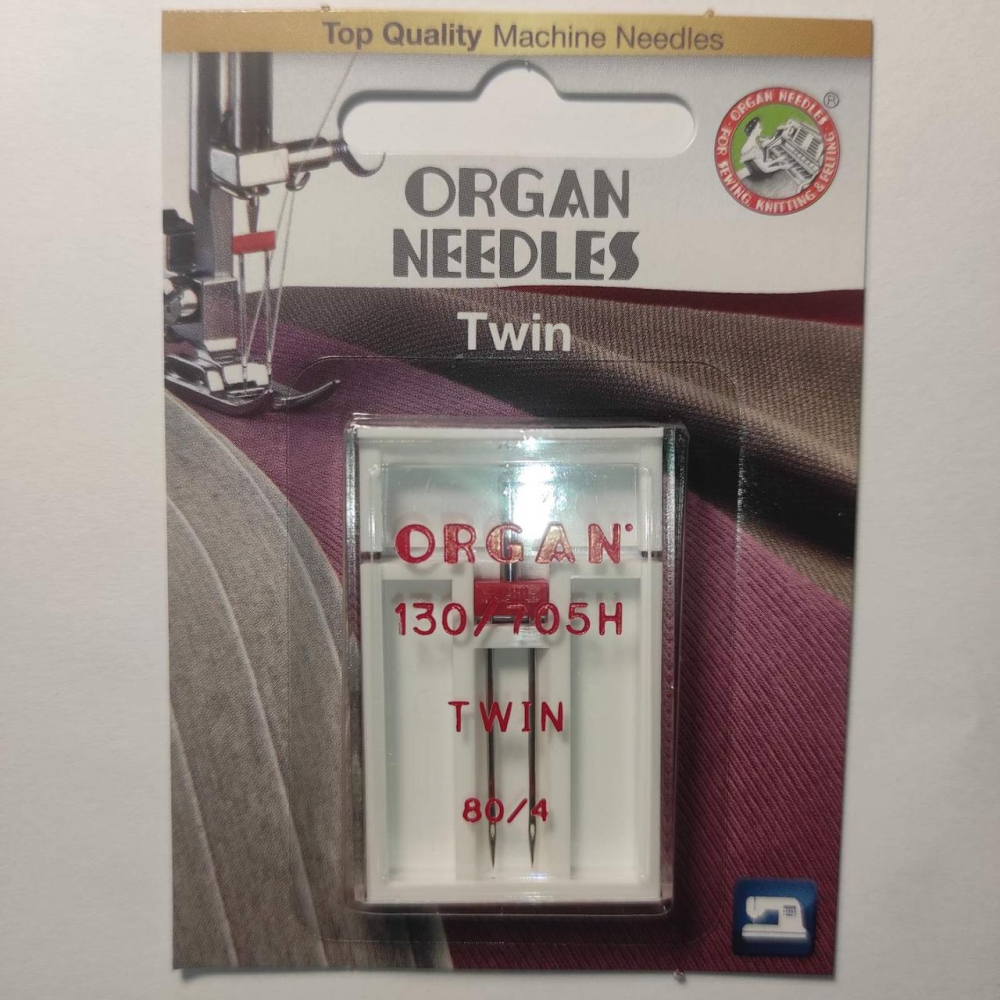 Голки швейні подвійні універсальні ORGAN TWIN №80/4 для побутових швейних машин блістерна упаковка