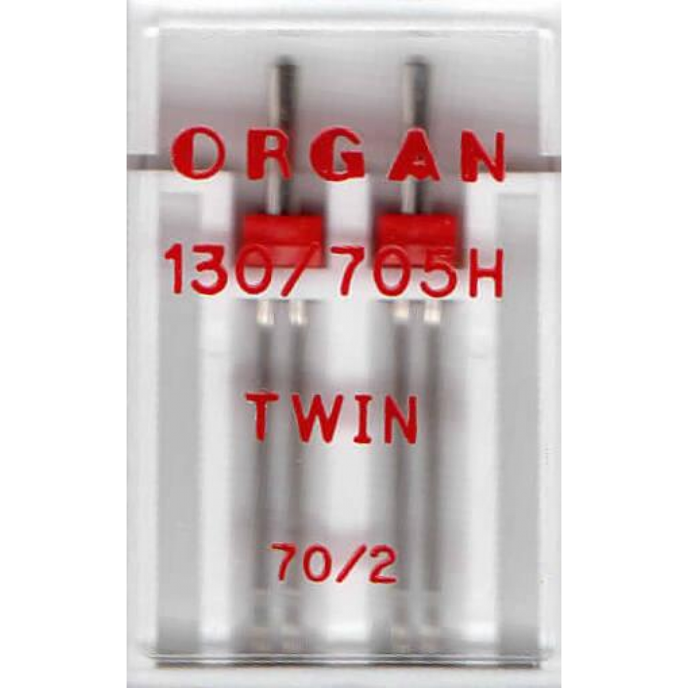 Иглы швейные двойные универсальные ORGAN TWIN №70/2 пластиковый бокс для бытовых швейных машин