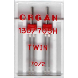 Иглы швейные двойные универсальные ORGAN TWIN №70/2 пластиковый бокс для бытовых швейных машин
