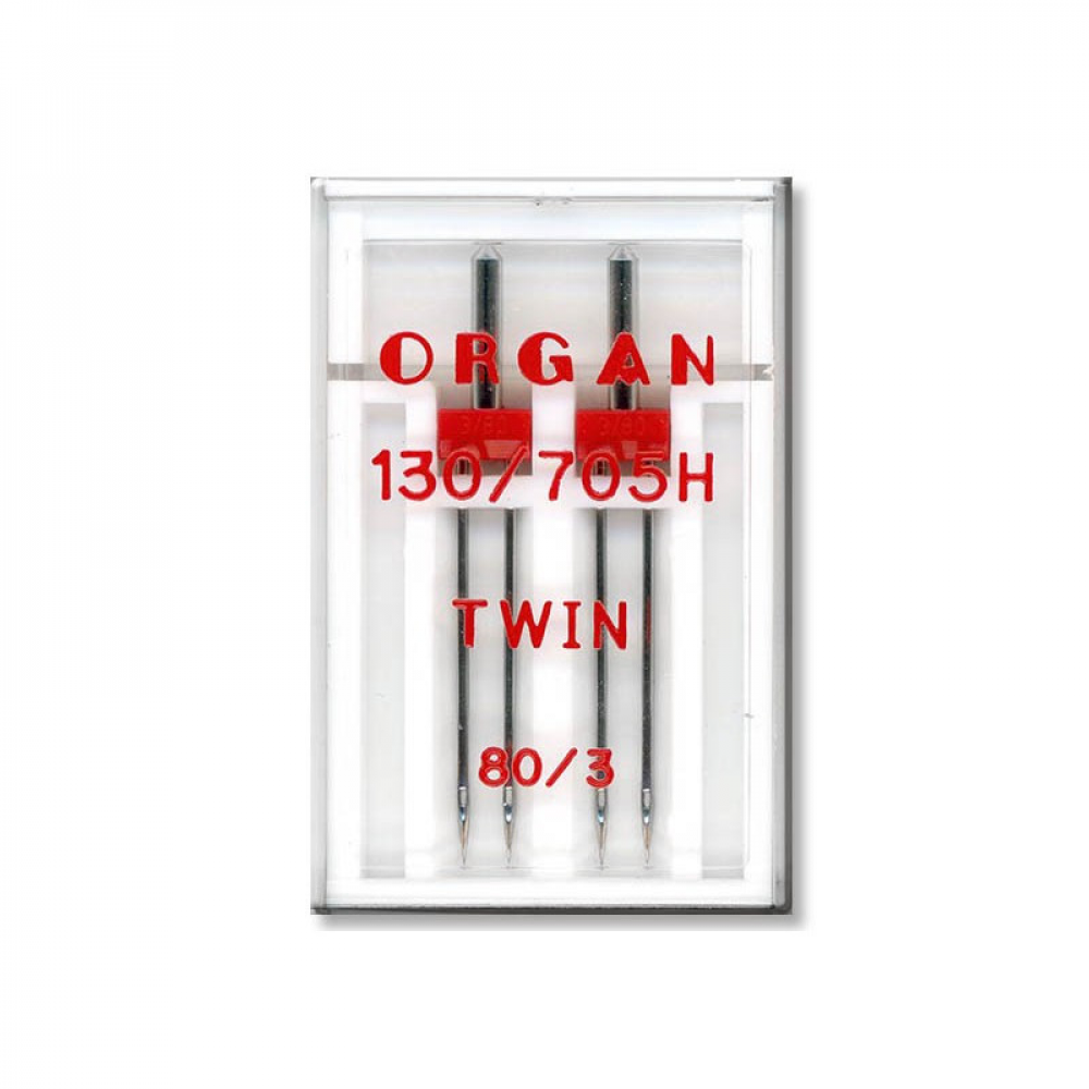 Голки швейні подвійні універсальні ORGAN TWIN №80/3 пластиковий бокс для побутових швейних машин