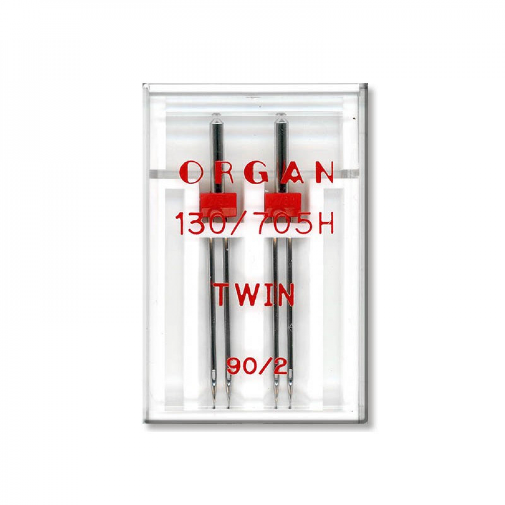 Иглы швейные двойные универсальные ORGAN TWIN №90/2 пластиковый бокс для бытовых швейных машин