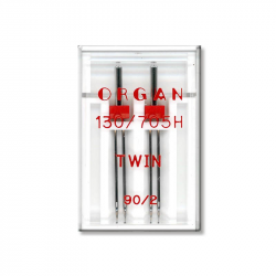 Иглы швейные двойные универсальные ORGAN TWIN №90/2 пластиковый бокс для бытовых швейных машин