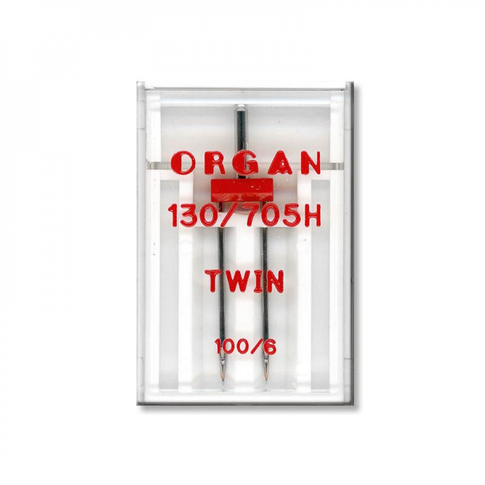 Голки швейні подвійні універсальні ORGAN TWIN №100/6 пластиковий бокс для побутових швейних машин