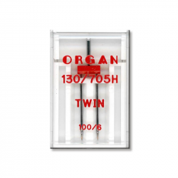 Иглы швейные двойные универсальные ORGAN TWIN №100/6 пластиковый бокс для бытовых швейных машин