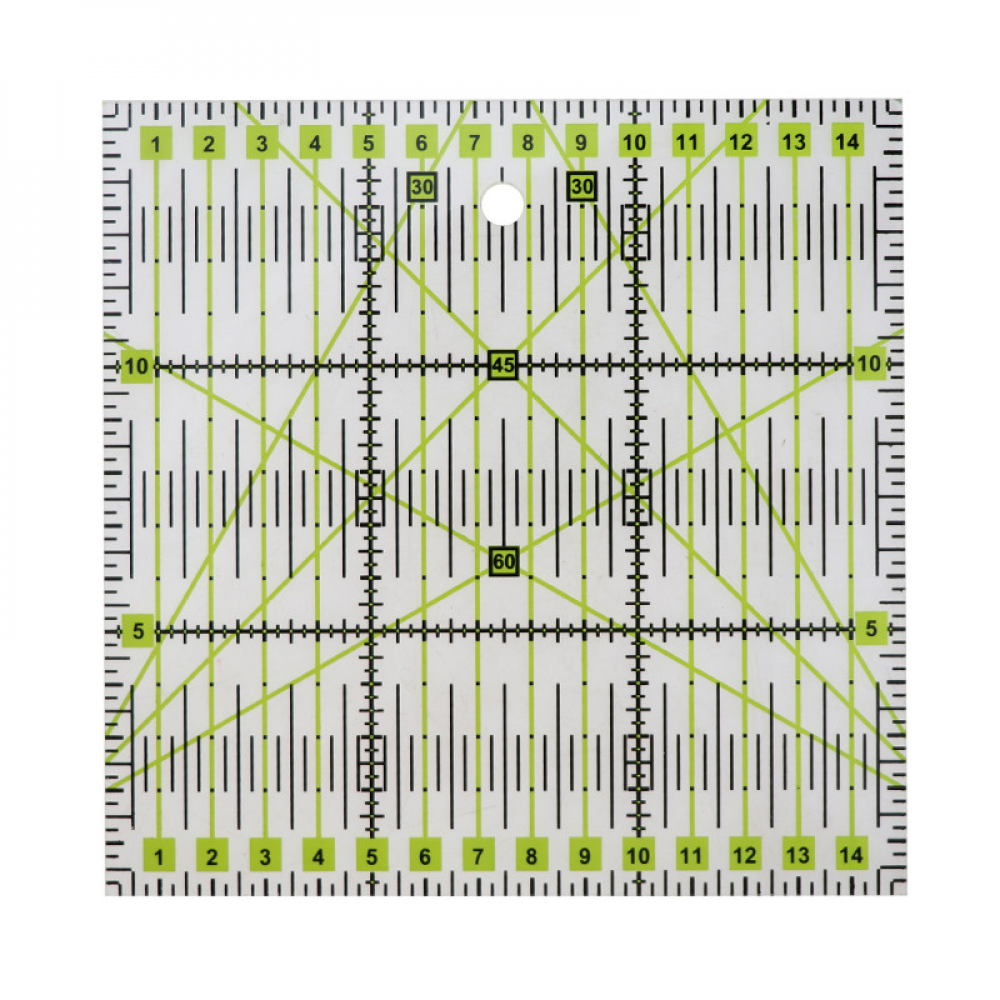 Линейка для пэчворка и квилтинга квадратная 15х15 см толщина 3 мм (6300)