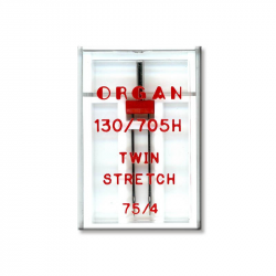 Иглы швейные двойные ORGAN TWIN STRETCH №75/4 пластиковый бокс для бытовых швейных машин