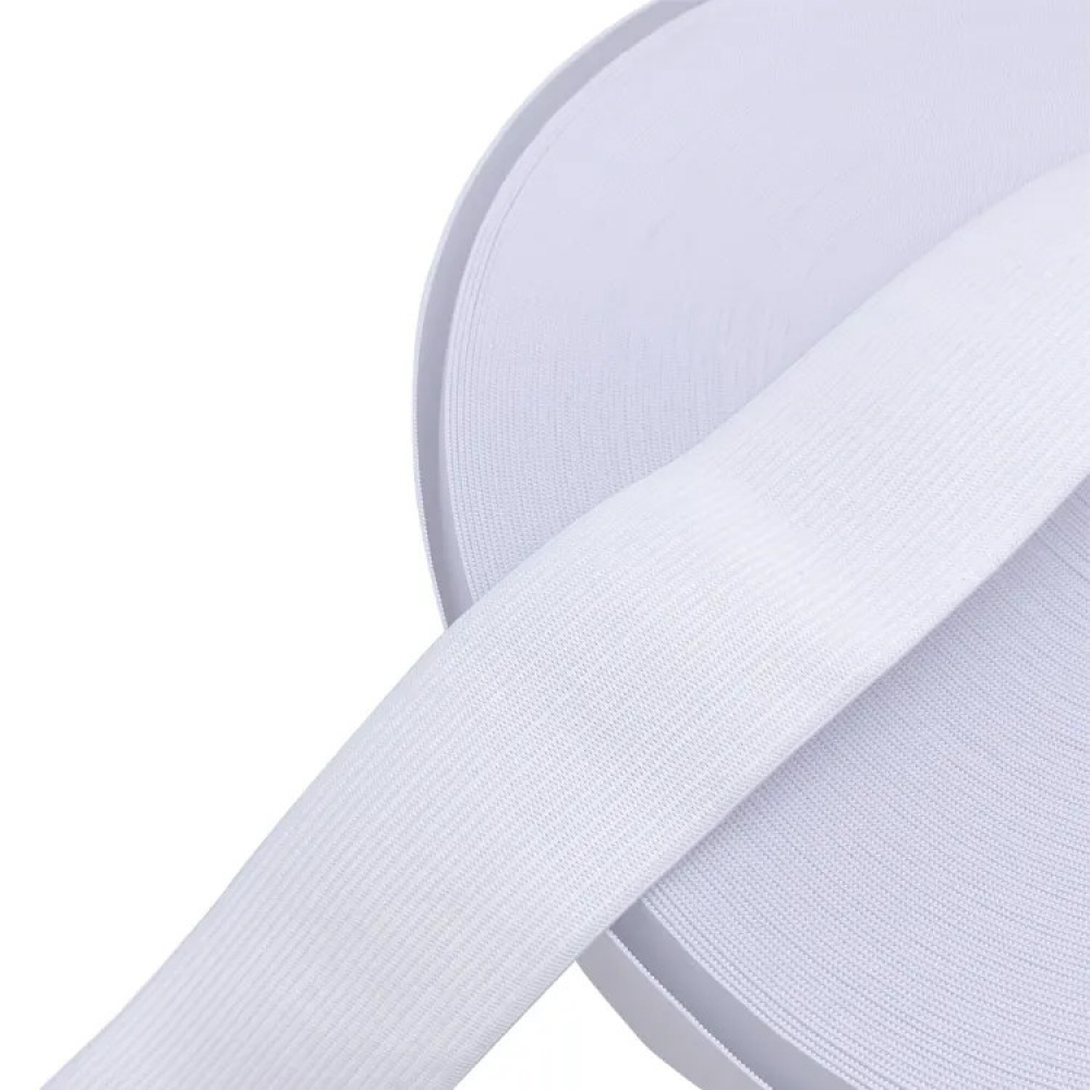 Гумка швейна для одягу, білизни ширина 25 мм (40 м/рулон) біла (6556)