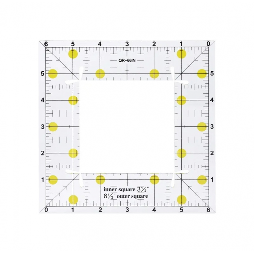 Линейка для пэчворка и квилтинга квадрат 6.5 х 6.5 дюймов QR-66IN толщина 3 мм (6719)