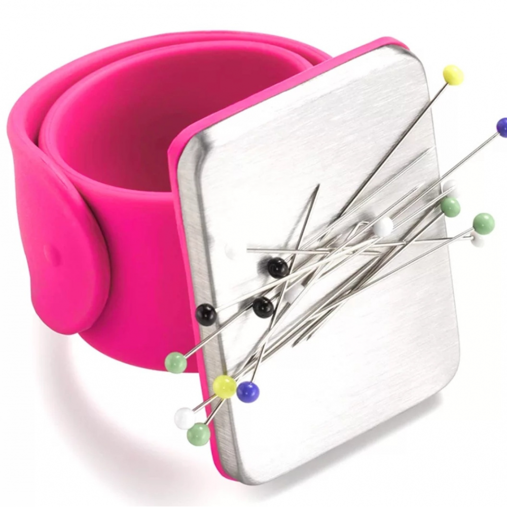 Голківниця - браслет магнітна на зап'ястя для шпильок, голок рожева (6202)