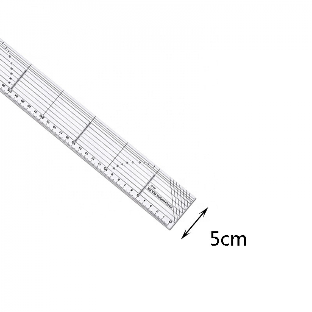 Лінійка для печворку і квілтингу, 5х30 см універсальна (акрил 2,5 мм) (6193)